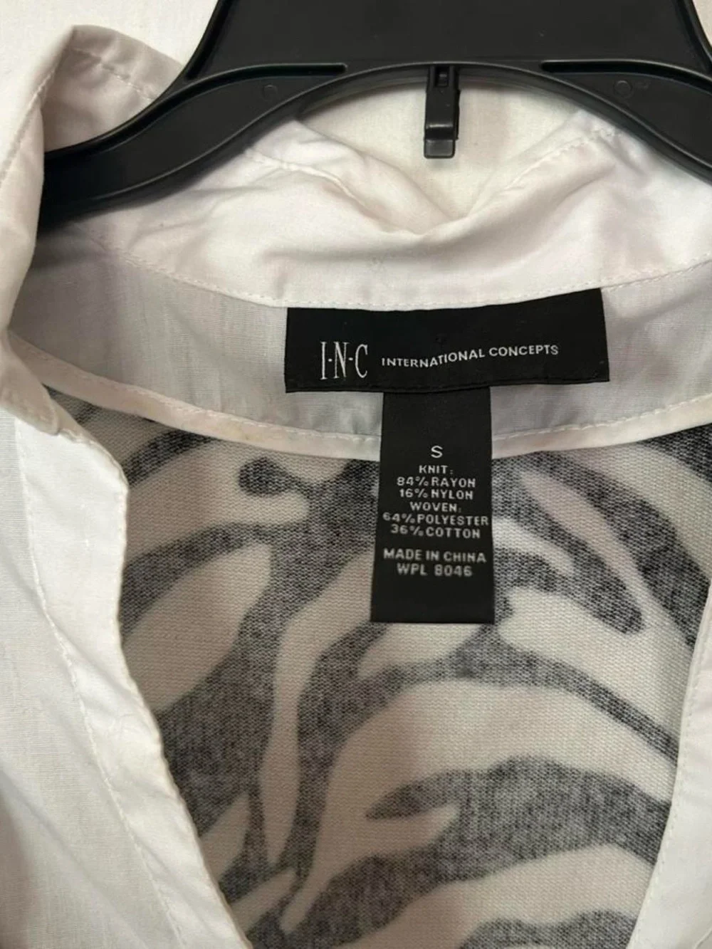 INC International Concepts Black & White Zebra V-Neck Button Cardigan